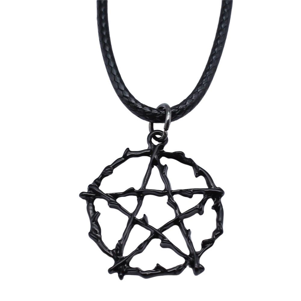 Star Pendant Necklace Vintage Minimalist Moon Sun Charms Cosmic Jewelry With 45cm Leather Chain