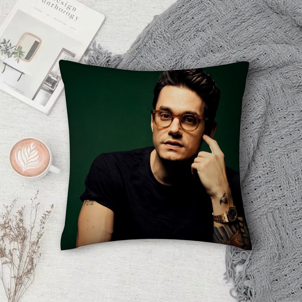 Singer John Mayer Pillow Case Square Double-Sided Printing Short Plush Sofa Cushion Cover Bedroom Bedside Pillow 12x12Inch