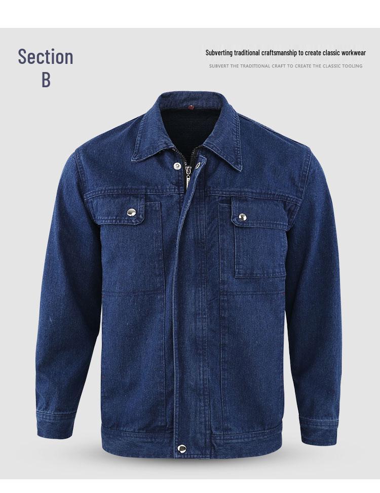Men's Flame Retardant Denim Workwear Set for Spring and Autumn – Anti-Scald Protection for Electric Welders