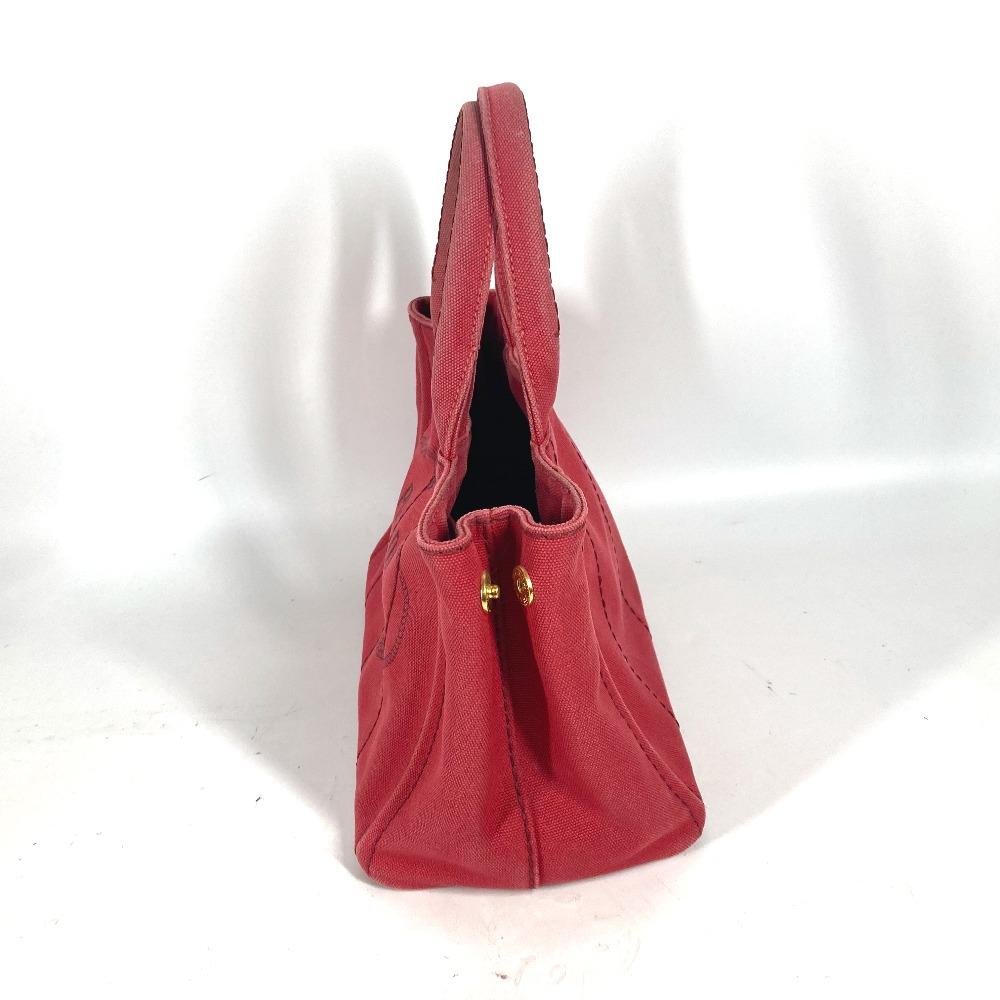 PRADA Logo Canapa SS MINI Bag Tote Bag Hand Bag Canvas Red