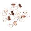 10Pcs Binder Clips Love Shape Rose Gold Clamping Force Tight Manganese Steel Sheet Material Paper Clips