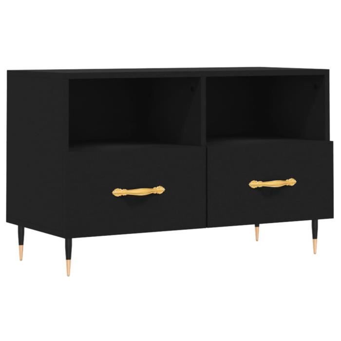VidaXL Meuble TV Noir 80x36x50 cm Bois d'ingénierie 828949