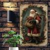 Vintage Metal Christmas Wall Decor Santa Claus Sign Holiday Gift for Home Bar Office