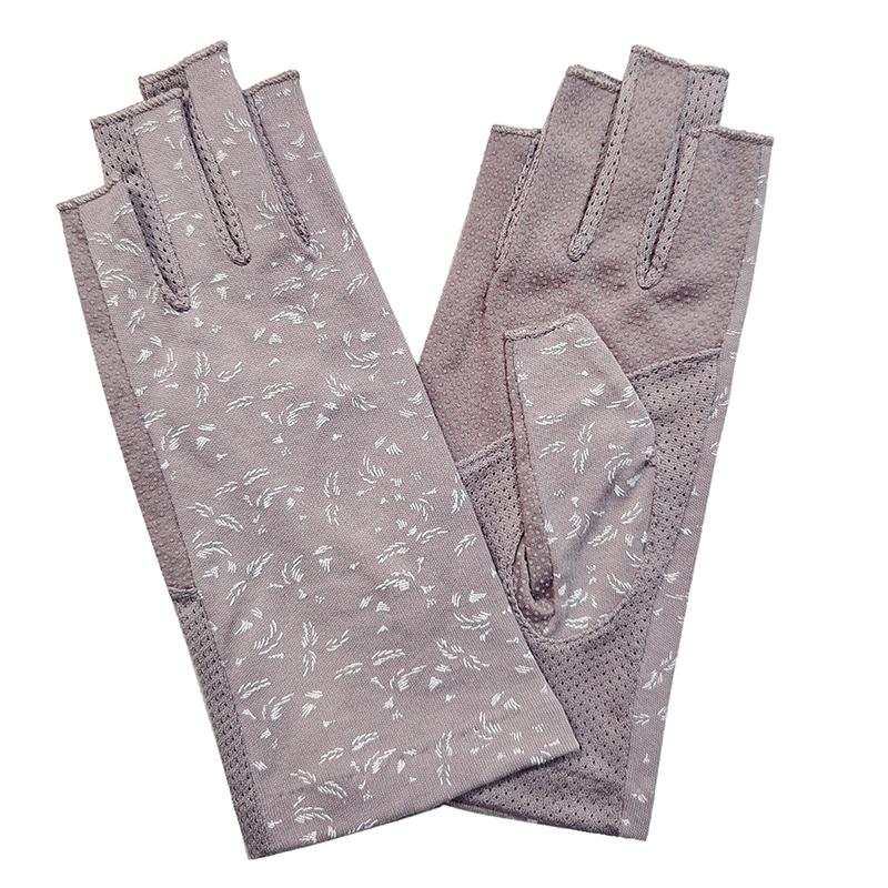 New Fashion Women's Cotton Dot Summer Fingerless Half Finger Anti-Skid Sun Protection Printing anti-UV Thin Short Driving Gloves