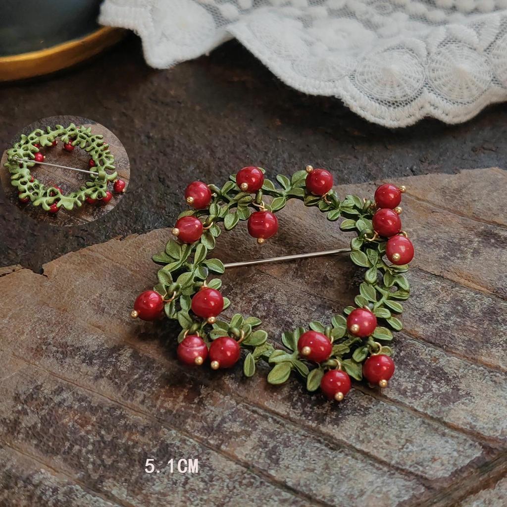 Handmade Vintage Lily of the Valley Enamel Leaf Brooch Pin