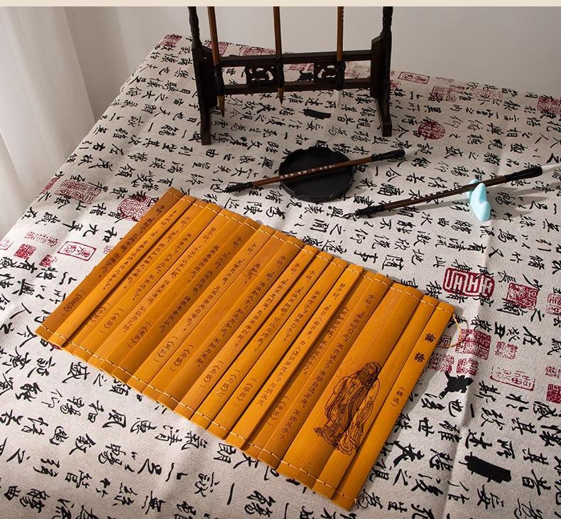 Retro Calligraphy Cotton Linen Tablecloth for Coffee Tables and Desks