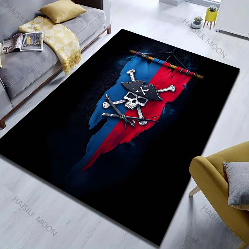 

1PC Pirate Flag Print Carpet for Living Room Bedroom Bedside Sofa Floor Mat Modern Home Decor Aisle Corridor Area Rug 40x60cm (16x24in)