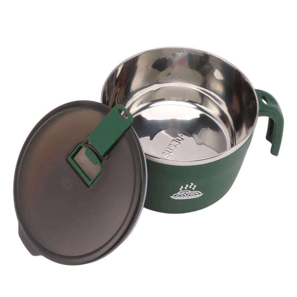 Stainless Steel Instant Noodle Bowl Seal Drain Soup Mug with Lid Phone Holder for Dormitory Office