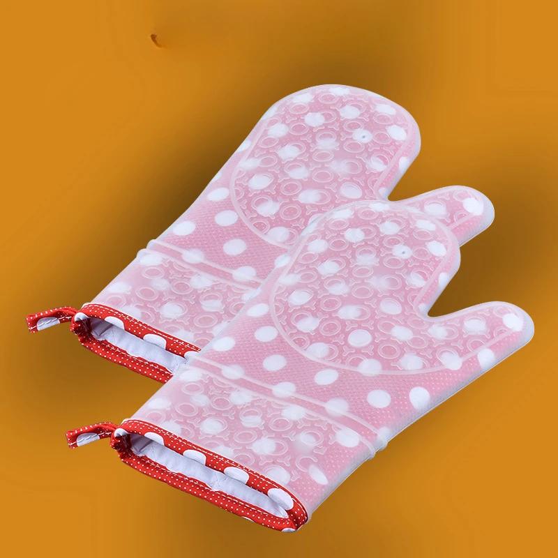 1 PZ Guanti da Cucina in Silicone Resistenti al Calore Manopole da Forno Guanto da Cucina in Silicone più Spesso Guanti da Forno a Microonde con Stampa da Cucina