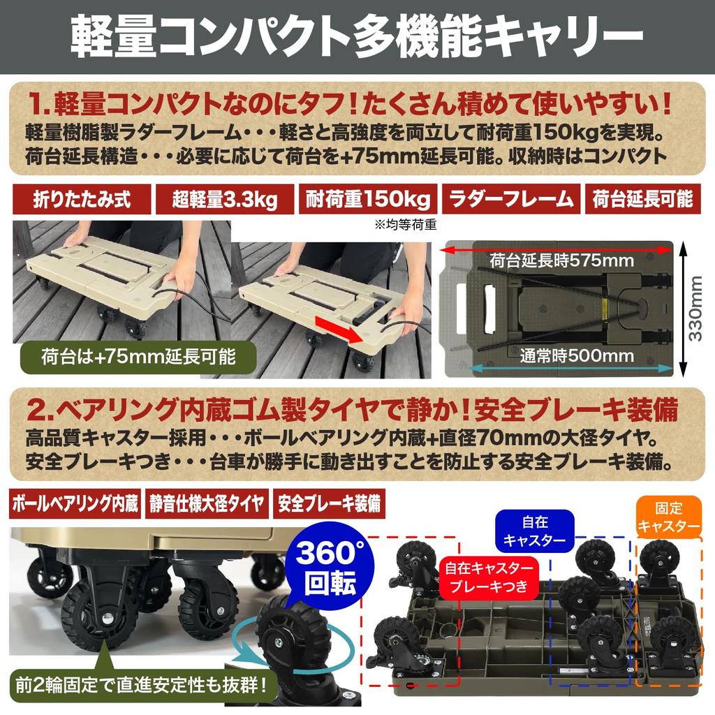 Faltbare Leise Räder mit Tragfähigkeit Leicht und Gummiseil zur Fixierung Flach Für Katastrophenvorsorgeplanung 3 Jahre [Nesect] Dolly, Stopper,