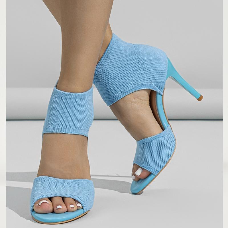 Eilyken Frühling Sexy Mode Stiefeletten Frauen Komfort Peep Toe Gestrickte Stretch Stilettos Dünne Fersen Cut-Out Tanzen Sandalen