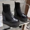 2024 New Autumn Winter Thick Sole Women Boot Fashion Round Head Front Zipper Platform High Heels Women's Leather Ankle Boots