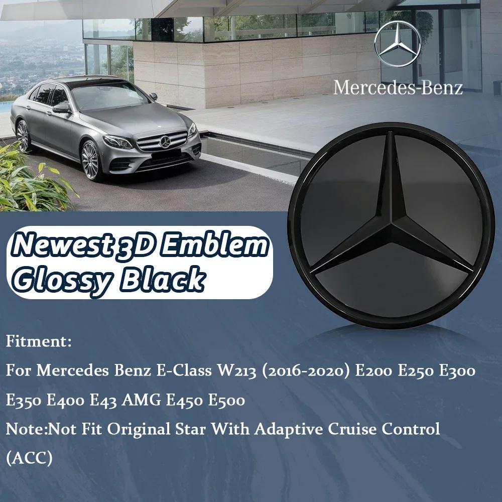 

Car Sticker 2025 For Benz Glossy Black Illuminated Star Badge Logo Front Grille LED Emblem White Light For Mercedes Benz E-Class