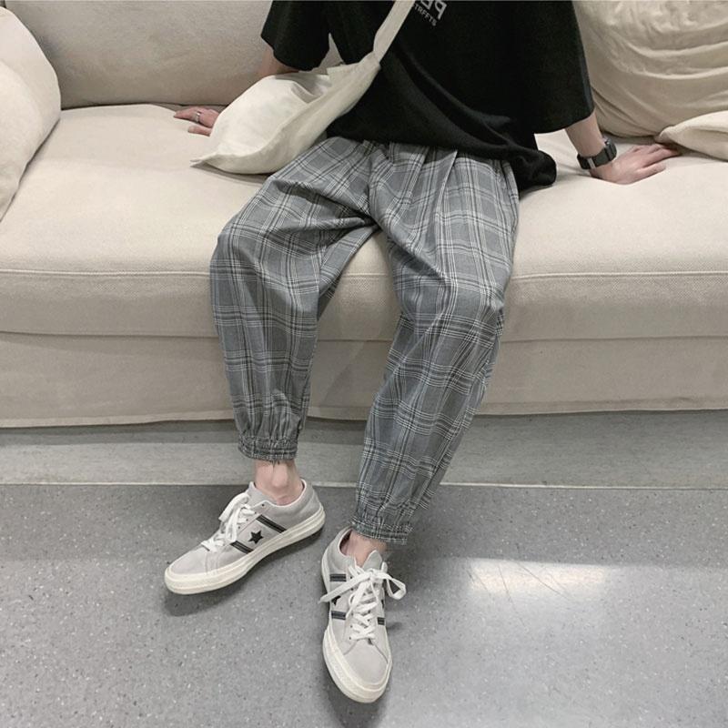 

2022 весна осень женские шаровары INS ретро свободные женские клетчатые брюки женские спортивные укороченные брюки плюс размер S-4XL