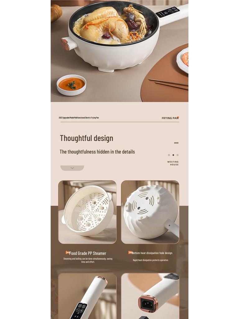 Multifunctional Electric Wok: Steam, Boil, Fry - Ideal for Dorms and Homes