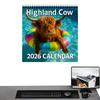 2026 Kalender Höglandsboskap Kalender 2026 Väggdekor Jan-Dec Dagbok Tjockt Papper Månadsplanerare för Hem Julplanering