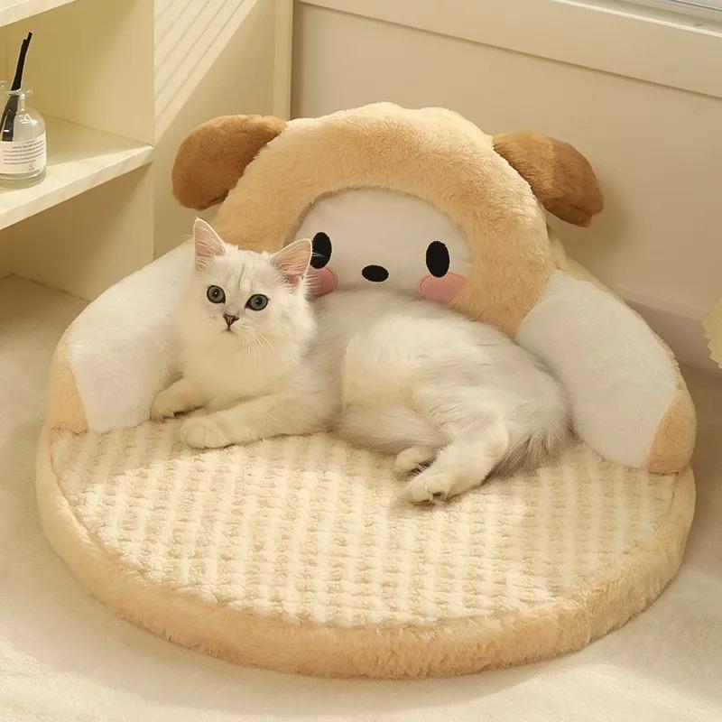 

Bed for Cats All Pet Houses for Winter Products Dog Mat Cushions Goods Puppy Warm Habitats Accessory Beds Supplies Cat M хаки