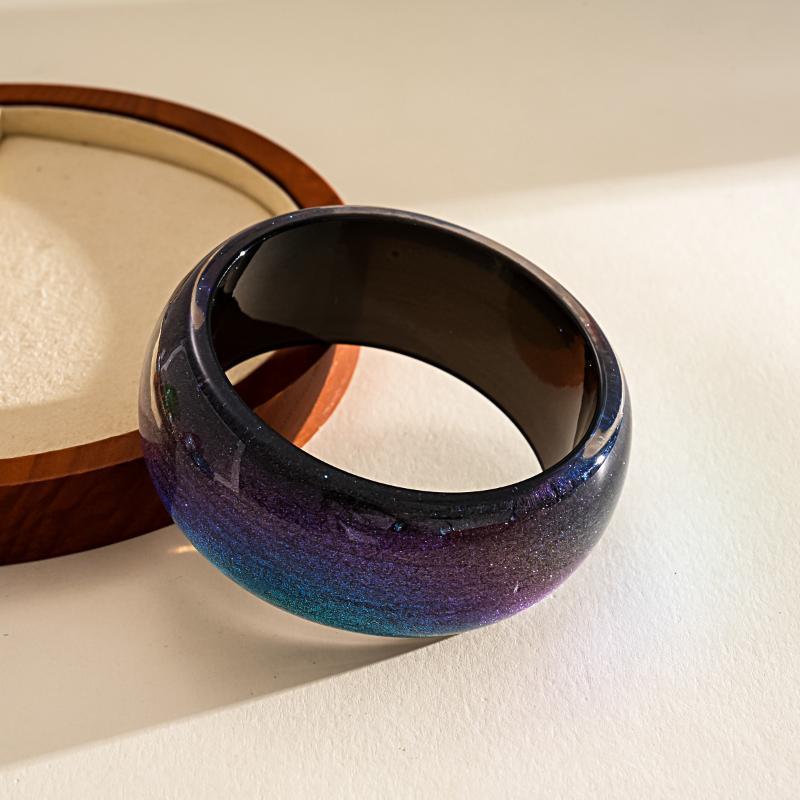 Y2K Boho Vintage Resin Bangle Women Wide Round Bracelet Dopamine Color Statement Wrist Jewelry For Daily Party Wear Accessories