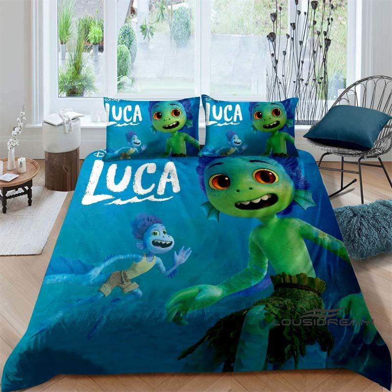 3D Printed Cute Disney Luca Duvet Cover and Pillowcase Set - Home Decor, Creative Plus Size Bedding Set