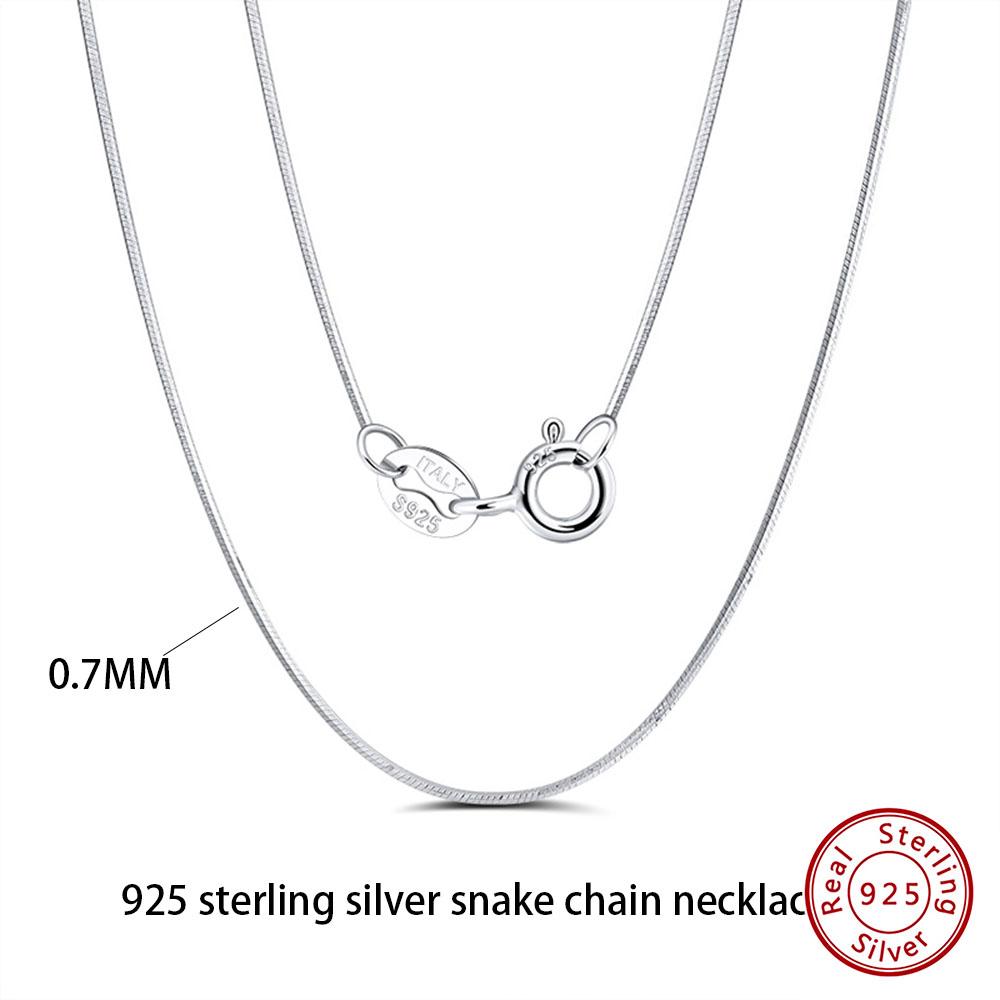 Effie Queen 100% 925 Silver Basic Chain Necklaces Box/Snake/Chopin/Figaro Beaded Chain 40-60cm Unisex DIY Casual Wear
