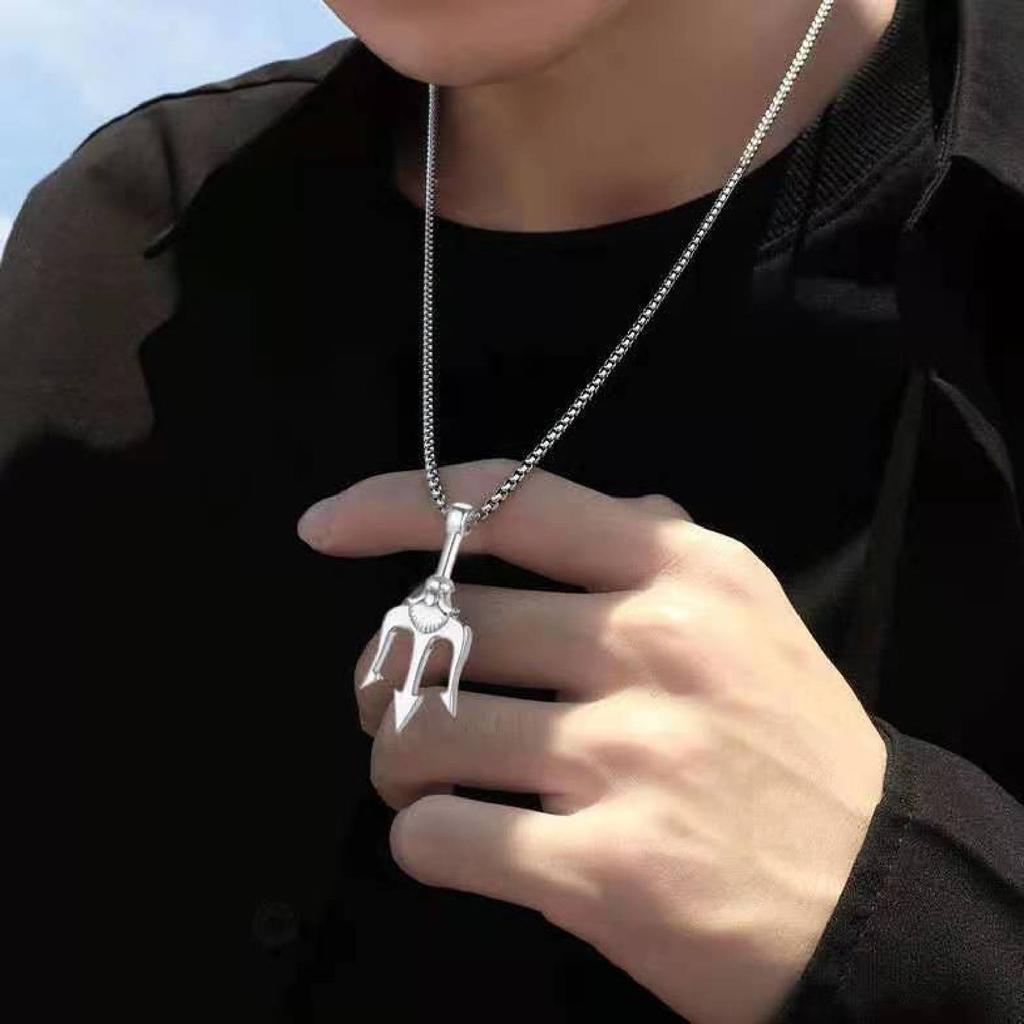 A trident pendant ancient Greek mythology necklace for women stainless steel jewelry gift