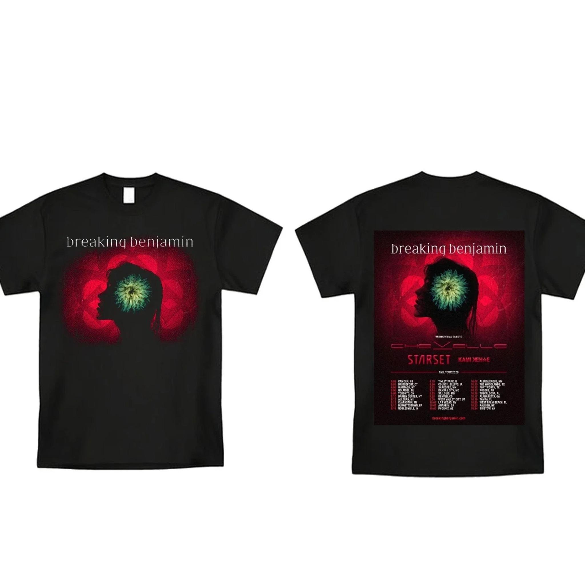 Breaking Benjamin Announce 2026 North American Tour T-shirt Pop Singer Concert Retro Men s and Women s Comfortable 4XL