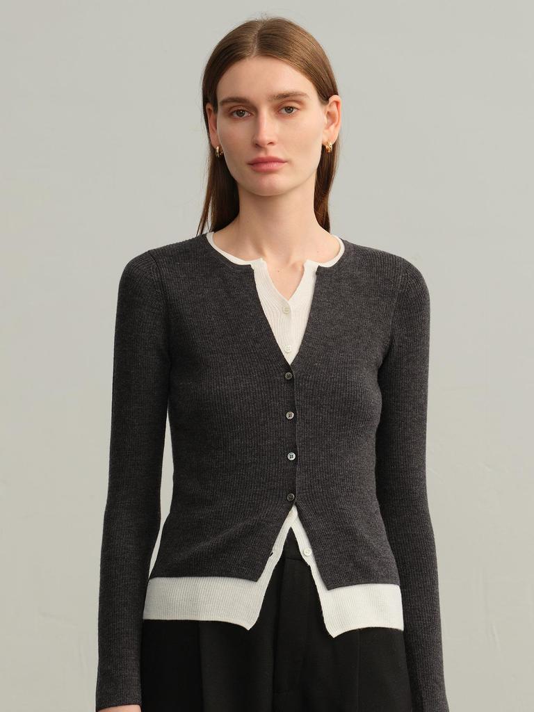 Women's Pure Wool Cardigan - German Yanzhi Yarn, Two-Piece Knit, Long-Sleeve Sweater Coat