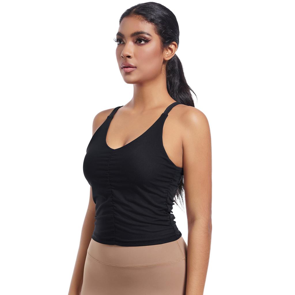 New Yoga Camisole, Beautiful Back, Sports Running, Fitness, Breathable Pleated Vest, Quick Drying Fitness Suit, Slim Fit Top For Women