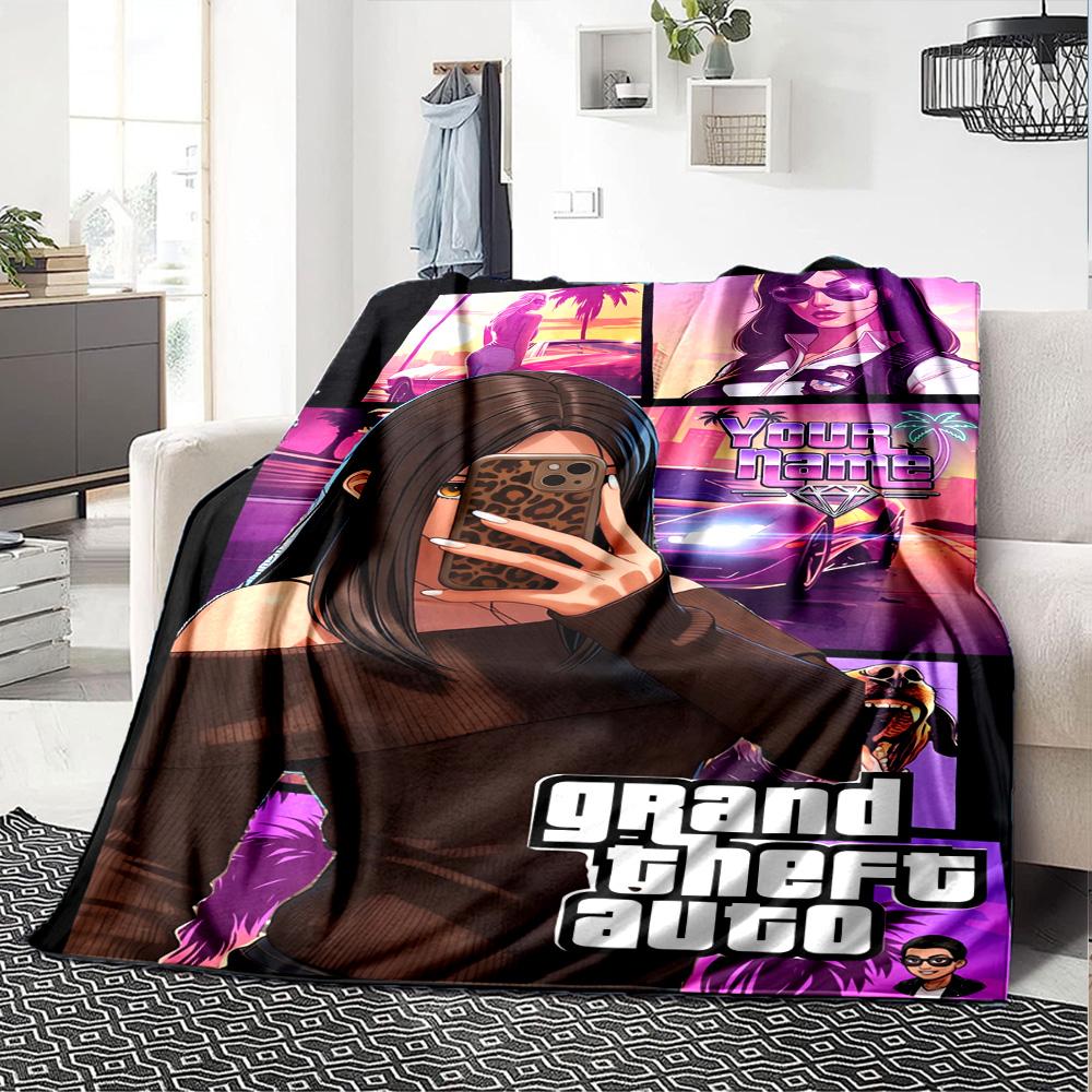 Grand Theft Auto Customize Your Name Blanket Gift Personalized Blanket Warmthful Decor Throw For Office Bedding Chair Home Decor for All Occasions