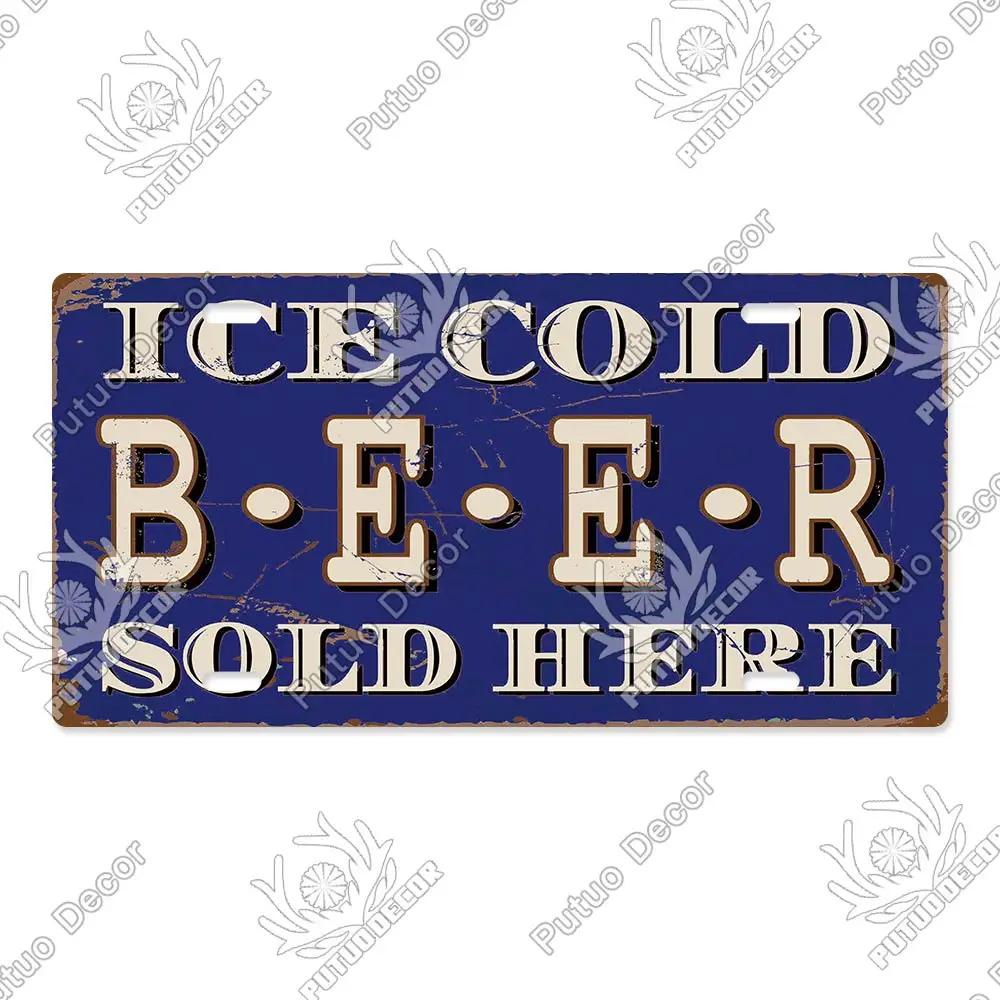 Putuo Decor Bier Metallschild Blechschild Plakette Metall Vintage Nummernschild Dekoration für Bar Pub Man Cave Wohnzimmer Wanddeko