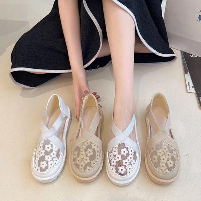 Moda 2024 Nuevas Sandalias Planas de Malla de Color Sólido para Mujer, Casuales y Cómodas, Modernas, Ligeras y Transpirables