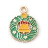 10 PCs Cartoon Christmas Charms Enamel Snowman Santa Claus Gold Color Metal Pendants For DIY Making Necklace Jewelry Findings
