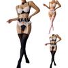 Women's Ladies Sexy Lace Sling Bra Panties Mesh Stitched Lace Pendant Butterfly Four-piece Split Sexy Suit