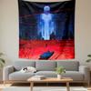 A Giant Glowing Humanoid Figure Dominates a Futuristic Urban Landscape. Patterned Tapestry for Bedroom and Living Room Home Decor