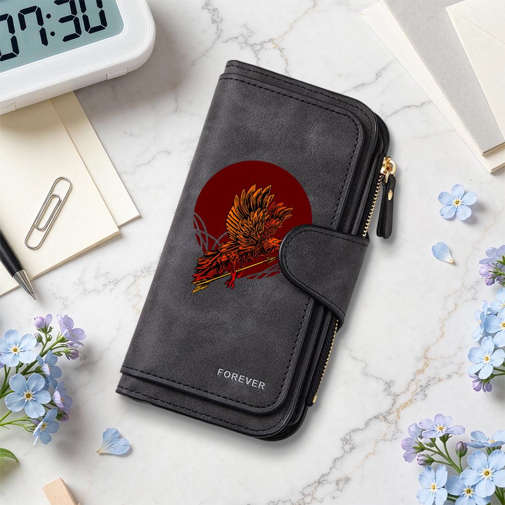 Stylish Raven Pattern Forever Long Wallet Fashion Portable Purse with Multiple Card Slots for Daily Use