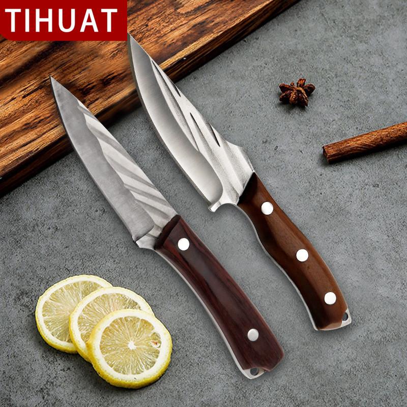 

TIHUAT Кованый универсальный нож с молотком Портативный походный прямой нож Острый монгольский нож Ручка ножа Открытый нож для резки мяса