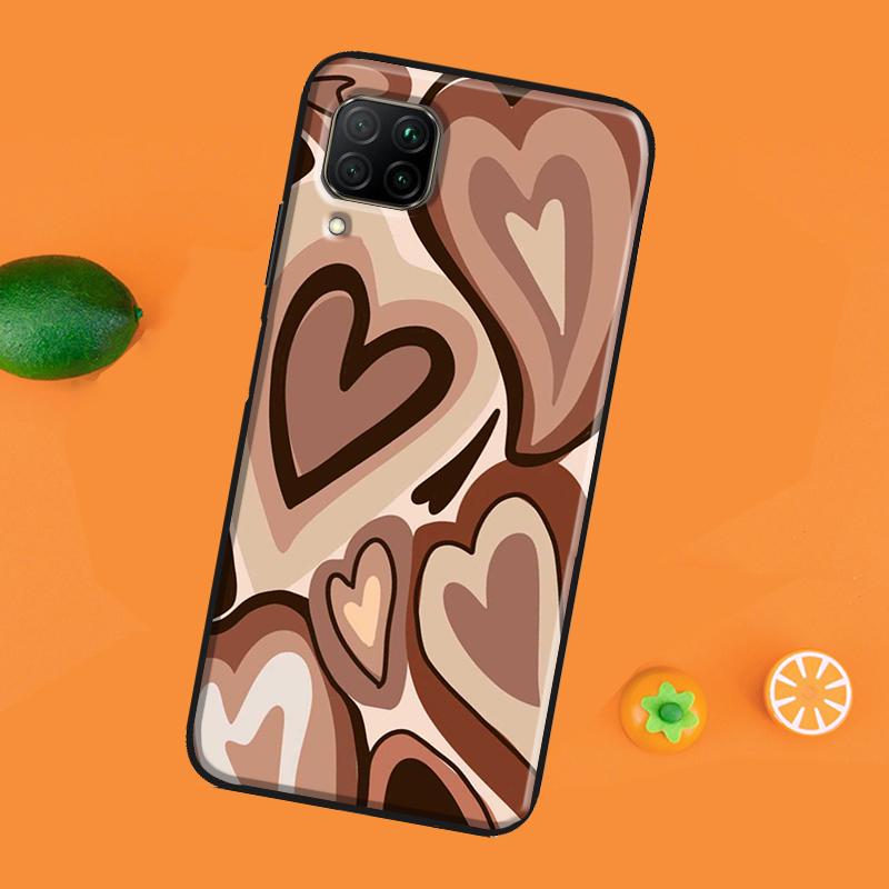 

Brown Purple Hearts Swirl Pattern Case For Huawei P40 P20 P30 Pro Mate 20 Lite P Smart 2019 Nova 5T Honor 50 Lite 10i 8X 9X Honor 50 Lite