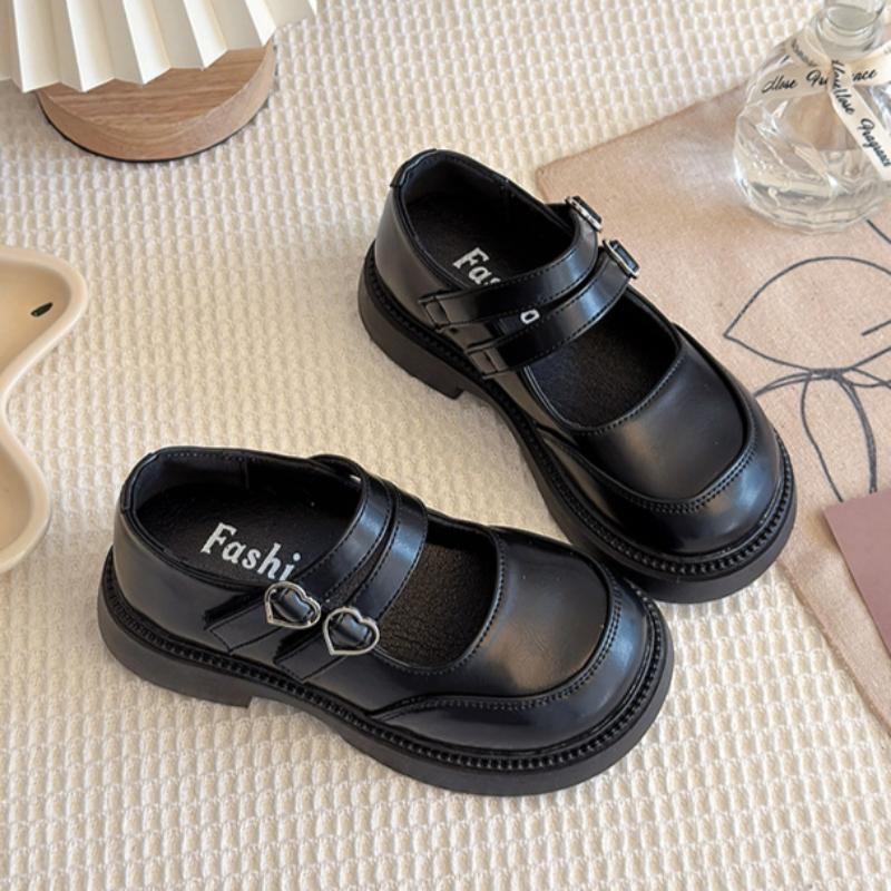 Children's Round-toed Thick-soled Leather Shoes for Summer Retro British Style Korean Cute Japanese Mary Jane Shoes