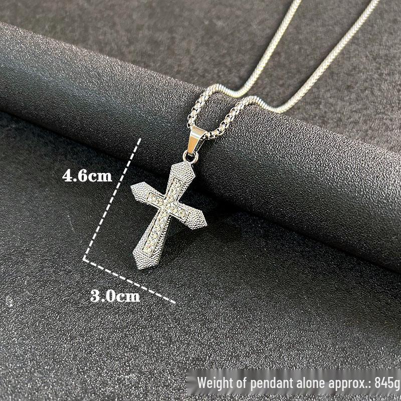 Flammenkreuz-Anhänger Halskette für Männer – Retro Hip-Hop Stil