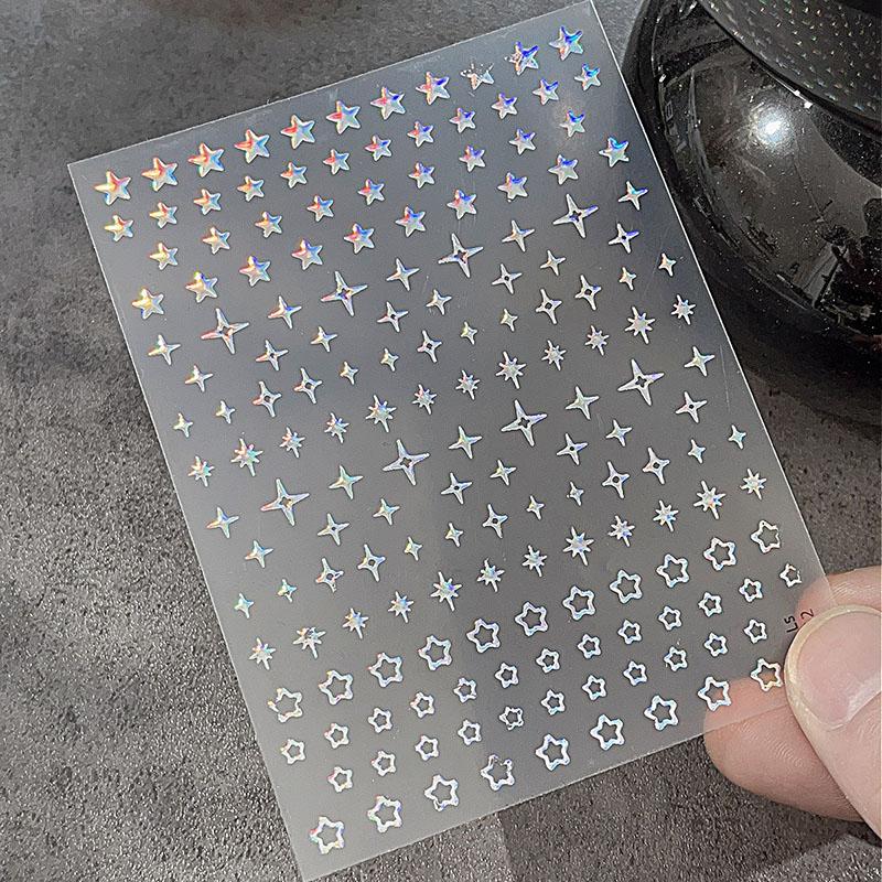 1 Sheet Star Nail Art Sticker Hollow Pentagram Stars Nail Design Self-Adhesive For Women Girls Manicure Decoration Salon Diy