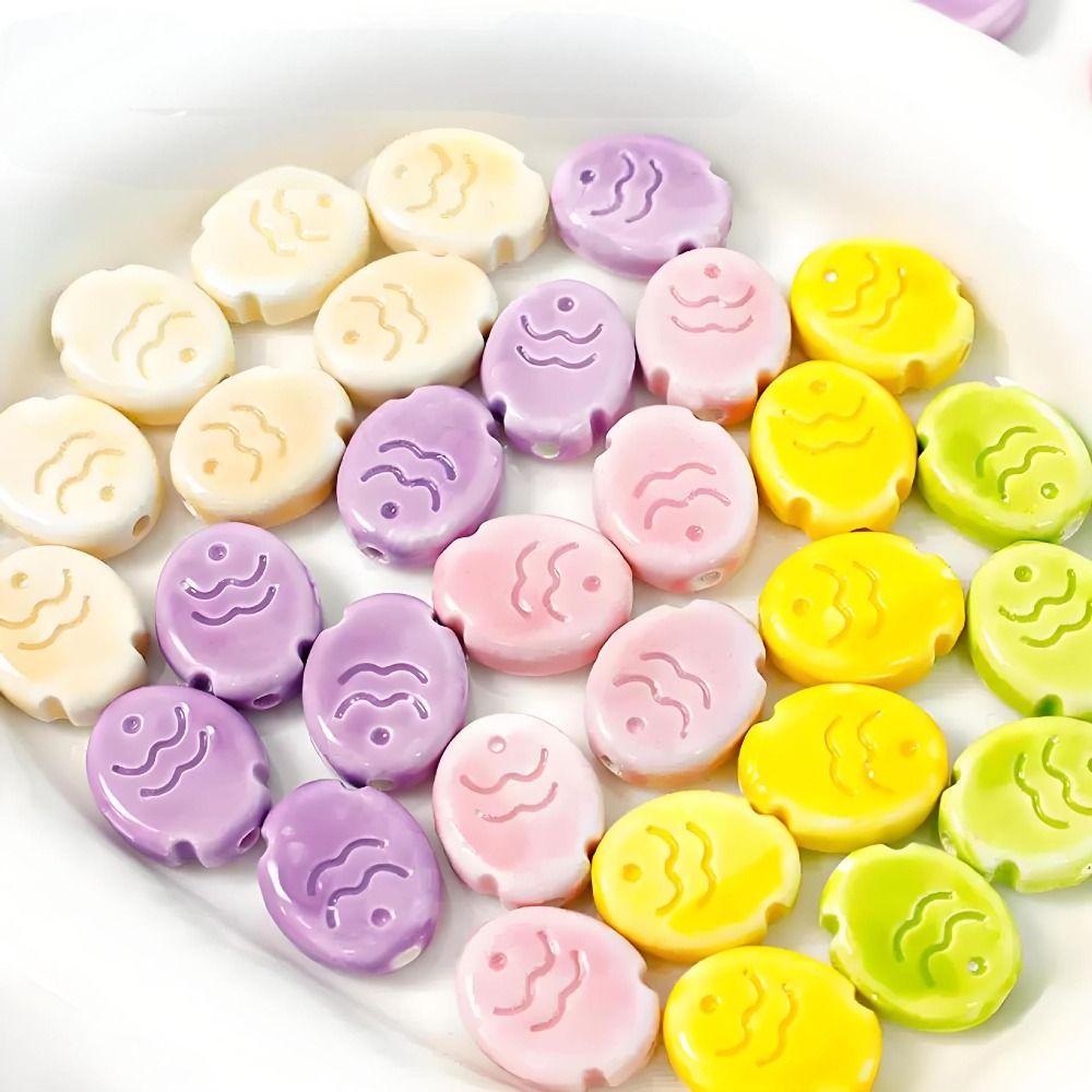 10pcs Fish Shape Spacer Loose Beads Ceramic Jewelry Making Material Taiyaki Ceramic Beads  Women