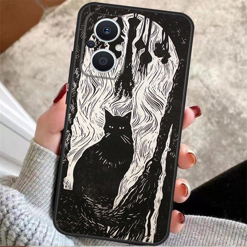 Witch Black Cat For OPPO Reno 8T 7 8 Lite 14F 13F 11F 12F 10 11 12 13 14 Pro OPPO Find X9 X5 X6 X8 Pro Case