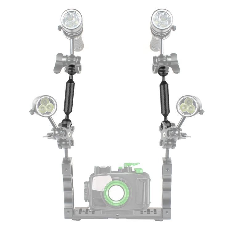 PULUZ 11 inch 28cm Length 20.8mm Diameter Dual Balls Carbon Fiber Floating Arm, Ball Diameter: 25mm