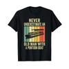 Never Underestimate Old Unisex Pontoon Boater T Shirt Vintage Breathable Soft Casual Top For Everyday Wear Homme