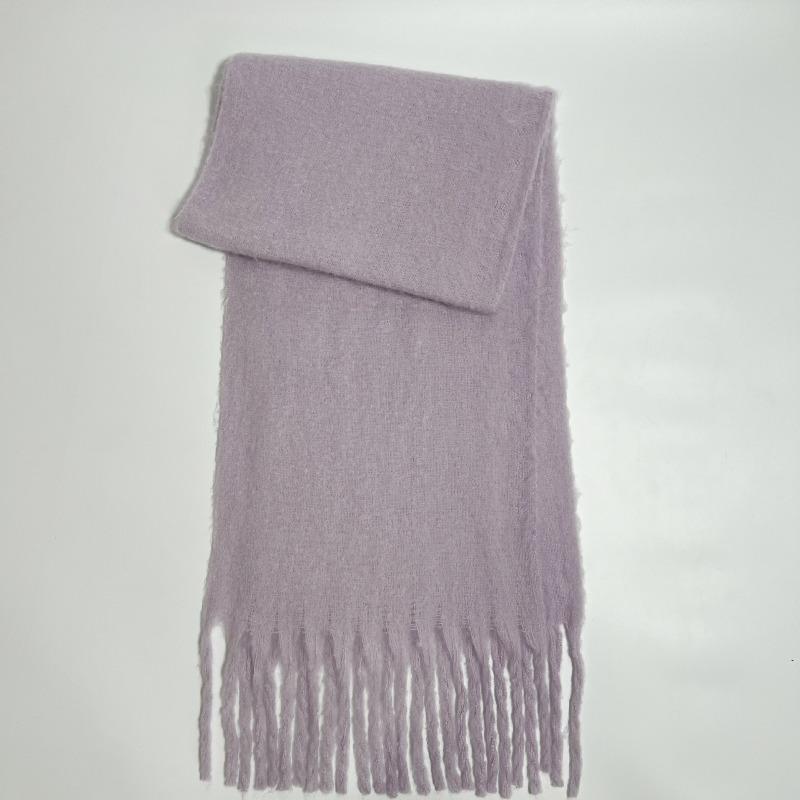 Versatile Mohair Solid Color Scarf Women's Winter Thickening Simple Warmth Enlarged Shawl Scarf