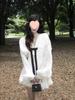 French Elegant High-end Bow V-neck Pleated Slim-fit White Dress for Women - Autumn Style