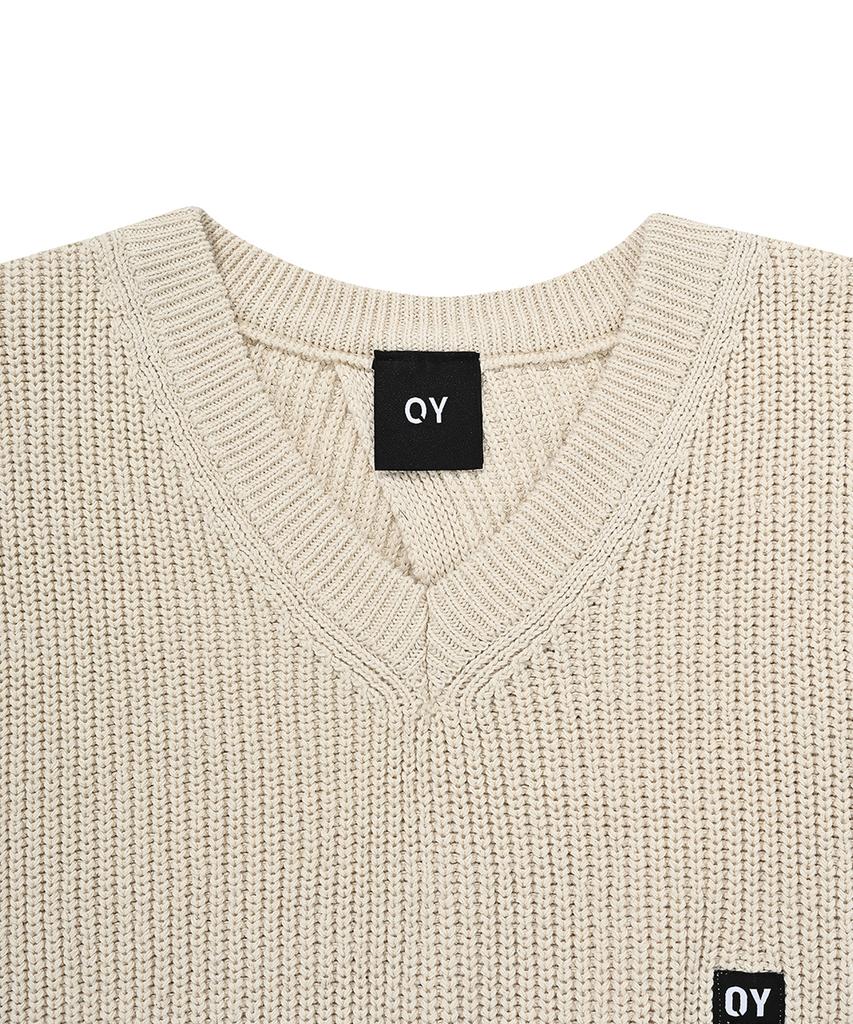 Openyard(Oy) Back Slit Knit Vest - Ivory