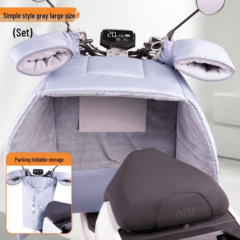 Electric Vehicle Windshield Winter Velvet Windproof Cover & Battery Motorcycle Knee Pads for Cold Protection