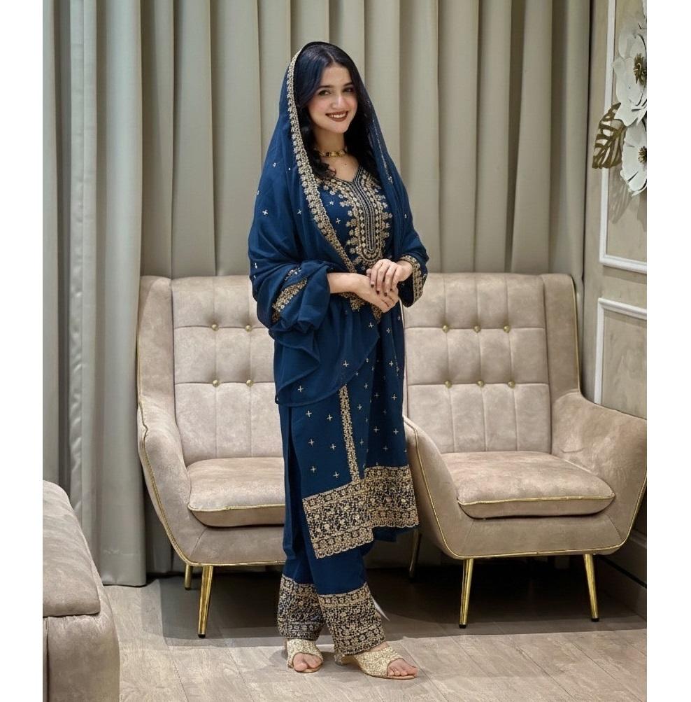 Traje Salwar de Georgette Sintético de Diseñador Indio para Fiesta Conjunto Salwar Kameez Bollywood para Mujer