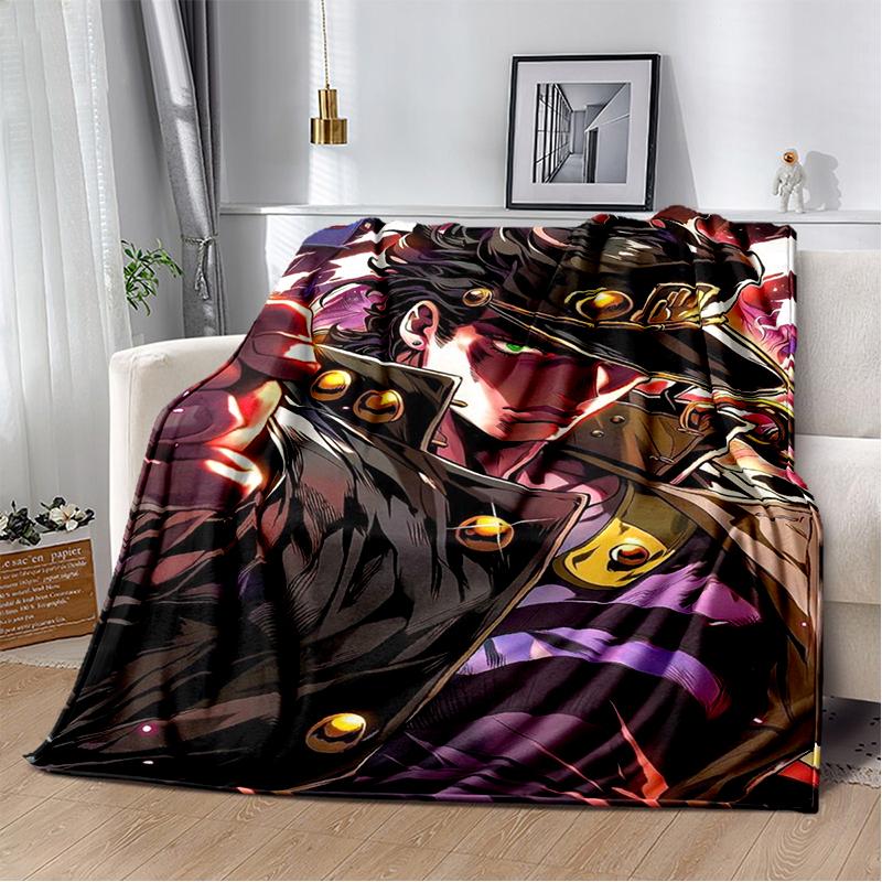 3D Jojo's Bizarre Adventure Cartoon Anime Blanket,Soft Throw Blanket for Home Bedroom Bed Sofa Travel Picnic Office Cover Kids